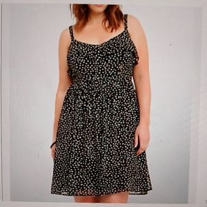 Torrid Black White & Green Heart Print Dress